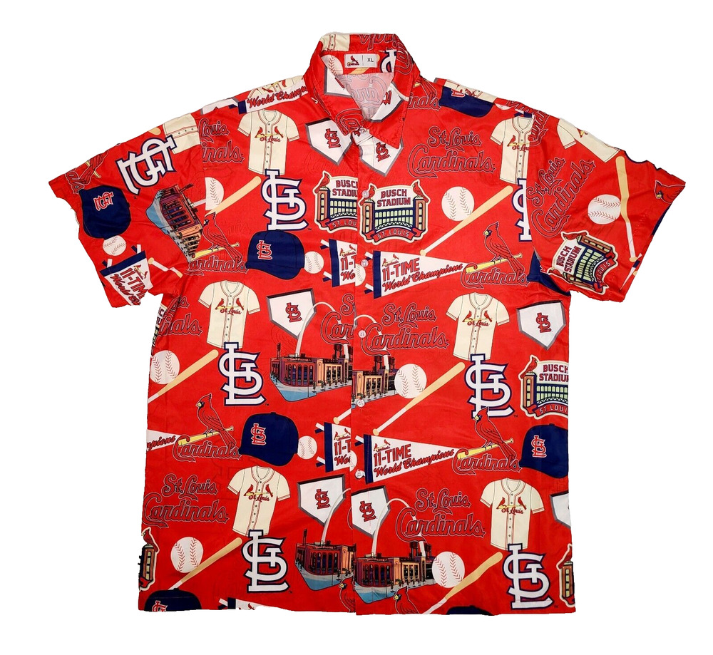 St. Louis Cardinals All-Over Print Polyester Hawaiian Shirt Men's Size XL